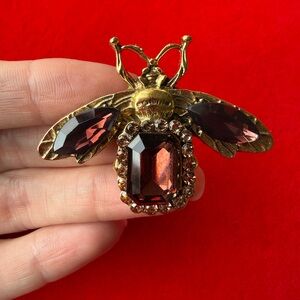 SOLD Vintage-Inspired Gold and Brown Bee Brooch